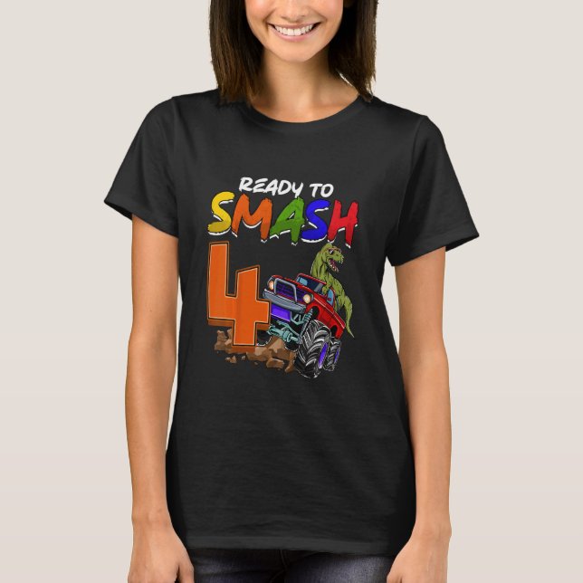 T-shirt Enfants Je suis prêt à mâcher 4 Monster Truck Rex  (Devant)