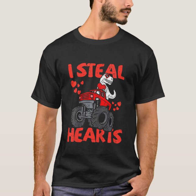 T-shirt Enfants Je Vole Coeur T Rex Dinosaur Monster Camio (Devant)