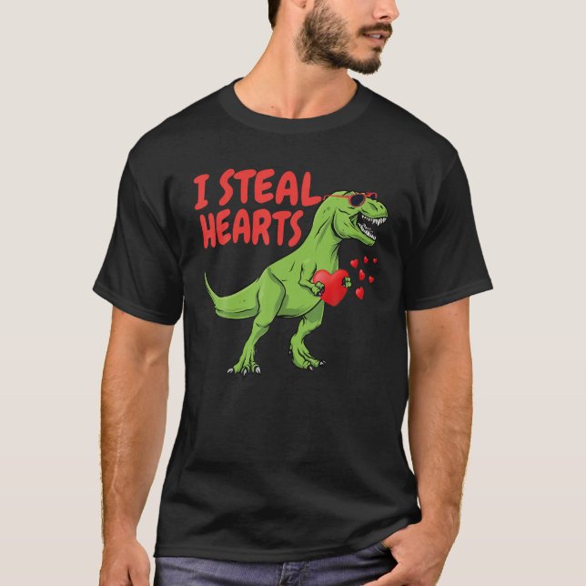 T-shirt Enfants Je vole Coeurs Trex Dino Baby Boy Valentin (Devant)