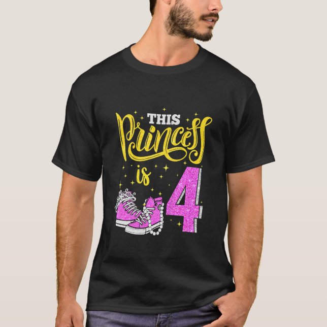 T-shirt Enfants Joyeux 4e anniversaire pour les filles Cou (Devant)