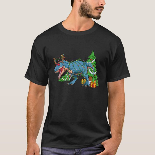 T-shirt Enfants Joyeux Rexmas Dinosaur Noël Joyeux Garçons (Devant)