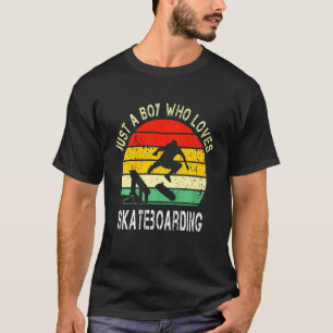 T-shirt Enfants Juste Un Garçon Qui Aime Le Skateboard Vin