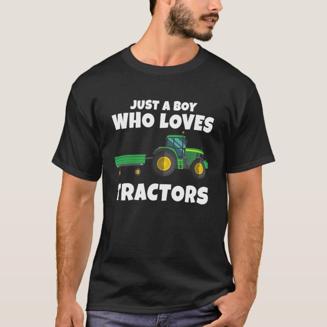 T-shirt Enfants Juste Un Garçon Qui Aime Tracteurs Agricul (Devant)