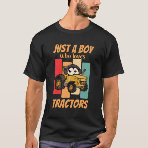 T-shirt Enfants Juste Un Garçon Qui Aime Tracteurs Ferme F