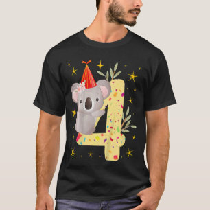 T-shirt Enfants Koala ours fille 4e anniversaire 4e année 