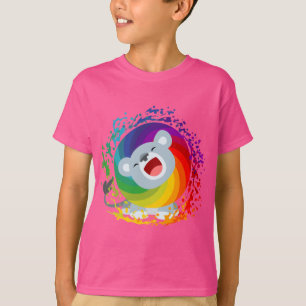T-shirt Enfants Lion Blanc Arc-en-ciel