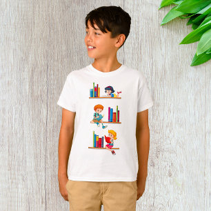 T-shirt Enfants lisant des livres sur une étagère