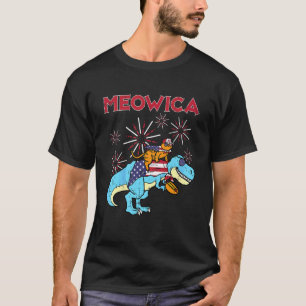 T-shirt Enfants Meowica Chat Sur Trex Hotdog Drapeau Améri