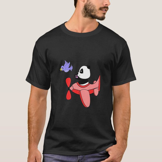 T-shirt Enfants mignon avion Volant Animal Panda Enfants K (Devant)