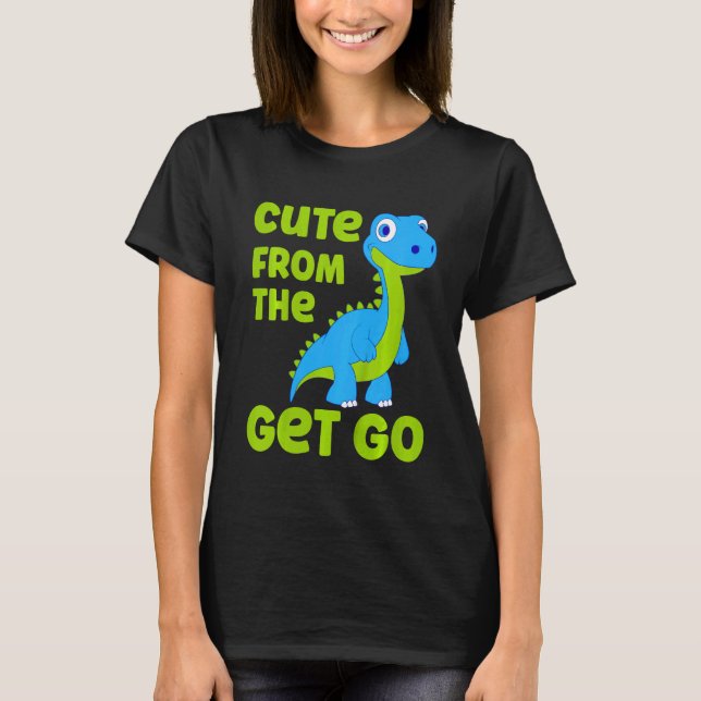 T-shirt Enfants mignonette Dinosaur mignonne De Get Go Lit (Devant)