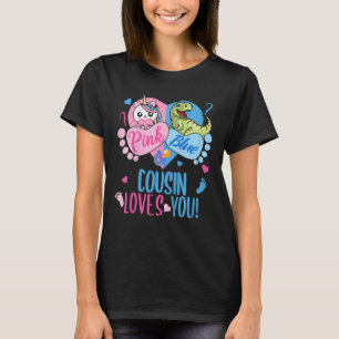 T-shirt Enfants mignonne rose ou bleu COUSIN vous aime Din