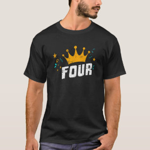 T-shirt Enfants Mon quatrième anniversaire avec Couronne e