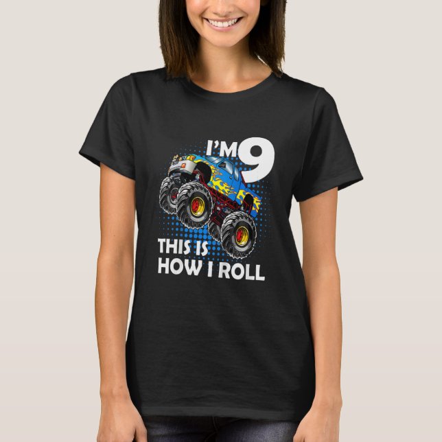 T-shirt Enfants Monster Camion 9e anniversaire 9 ans Anniv (Devant)