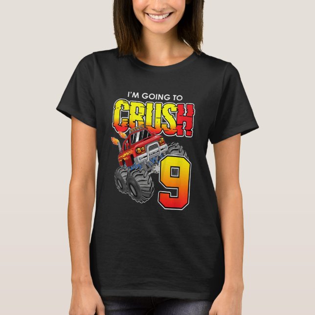 T-shirt Enfants Monster Camion Anniversaire 9 ans 9e anniv (Devant)