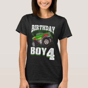 T-shirt Enfants Monster Camion Birthday Boy Is 4 Kids 4th