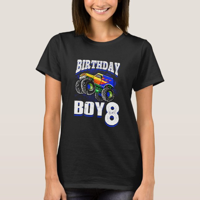 T-shirt Enfants Monster Camion Birthday Boy Is 8 Kids 8th  (Devant)
