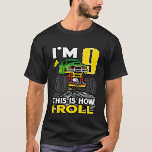 T-shirt Enfants Monster truck 9th Birthday Top I'm 9 This