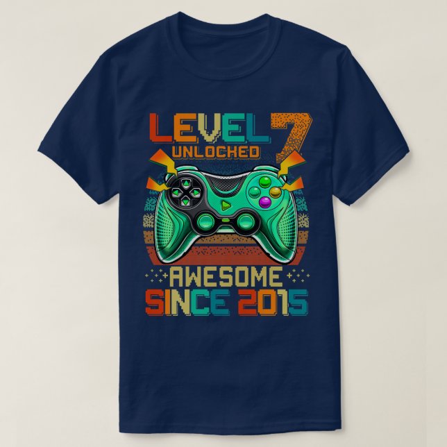 T-shirt Enfants Niveau 7 Déverrouillé Awesome 2015 jeu vid (Design devant)