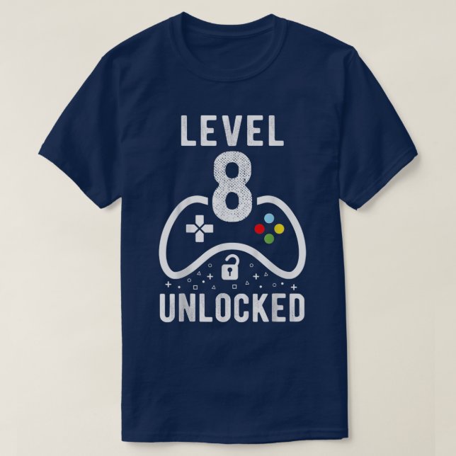 T-shirt Enfants Niveau 8 Vidéo déverrouillée Jeu 8e Annive (Design devant)