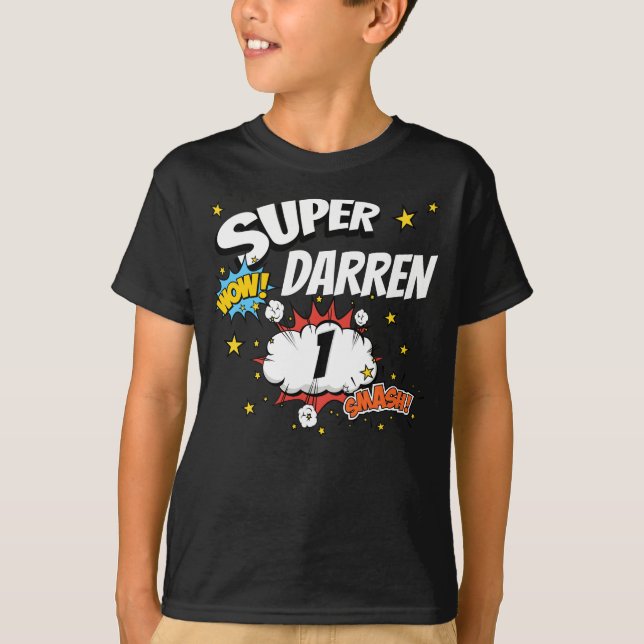 T-shirt Enfants Nom personnalisé 1 âge Super (Devant)