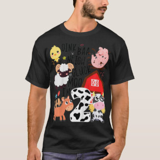 T-shirt Enfants Oink Baa Neigh Cluck Moo Je suis deux 2 Fe
