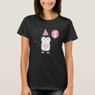 T-shirt Enfants Penguin Balloon 5Anniversaire Fête gâteau