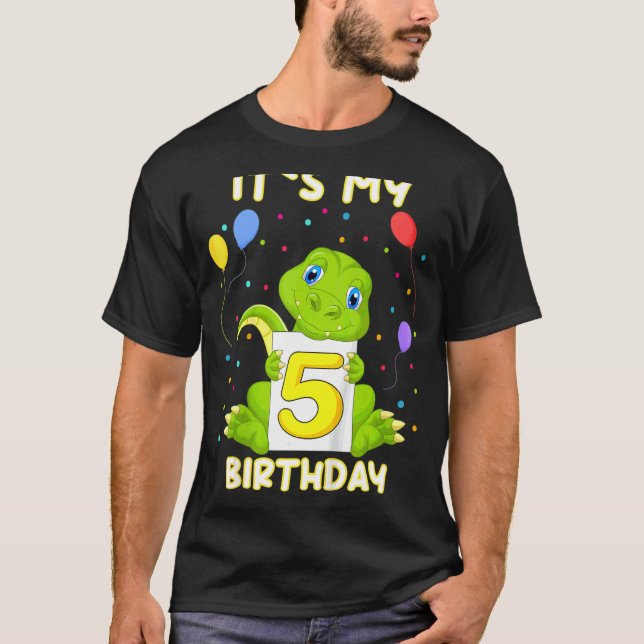 T-shirt Enfants Petit Crocodile Aligator 5e Anniversaire M (Devant)