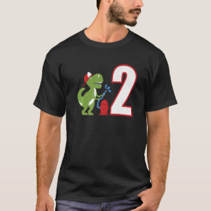 T-shirt Enfants pompier 2e anniversaire Dinosaur camion d'