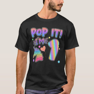 T-shirt Enfants Pop It Birthday Girl 1 for 1an Old Girls U
