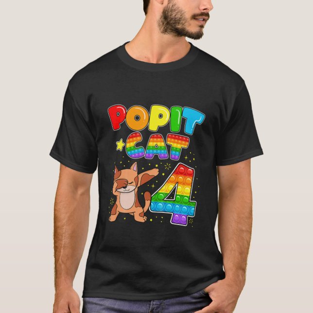 T-shirt Enfants Pop It Chat Happy 4E Chat Anniversaire Qua (Devant)