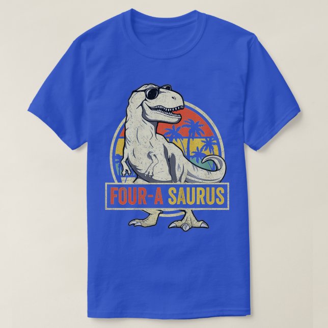 T-shirt Enfants quatre a saurus Anniversaire T Rex 4 ans D (Design devant)