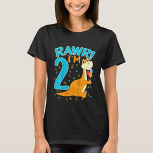 T-shirt Enfants Rawr I'm 2 Dinosaur Trex 2e anniversaire E
