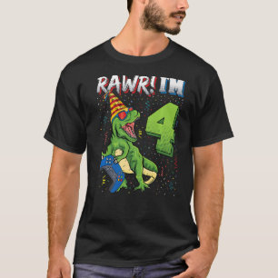 T-shirt Enfants Rawr I'm 4 4th Birthday Dinosaur tenant Vi