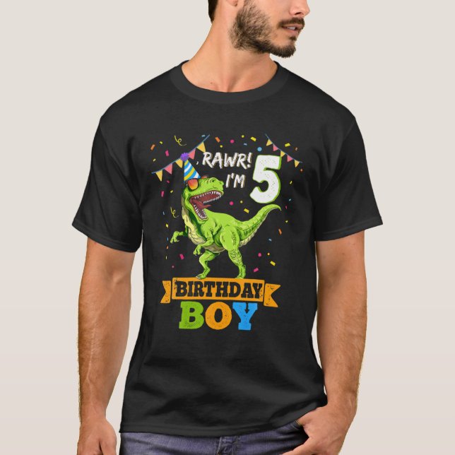 T-shirt Enfants Rawr I'm 5 5E Anniversaire Garçon T Rex Di (Devant)
