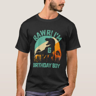 T-shirt Enfants Rawr I'm 6 6th Birthday Boys Dinosaur Rex 