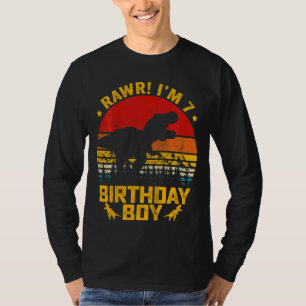 T-shirt Enfants Rawr I'm 7 7th Birthday Boy Dinosaur Rex 7