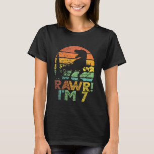 T-shirt Enfants Rawr Im 7 Dinosaur Rex 7 Ans Garçon 7th Bi