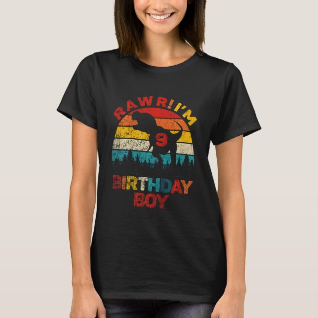 T-shirt Enfants Rawr Im 9 Dinosaur 9e anniversaire garçon  (Devant)