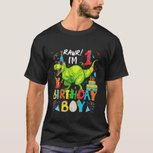 T-shirt Enfants Rawr Je suis 1er anniversaire garçon Dinos