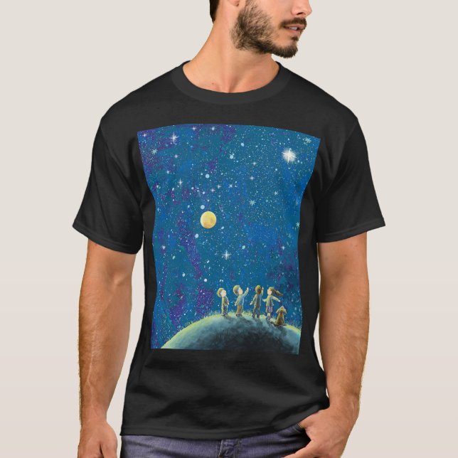 T-shirt Enfants Regardant Night Sky (Devant)