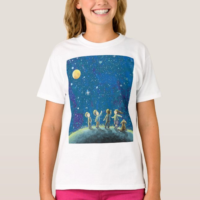T-shirt Enfants Regardant Starry Sky (Devant)