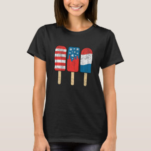 T-shirt Enfants Retro Patriotique Juillet 4 Popsicle Rouge