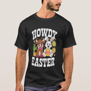 T-shirt Enfants Rétro Western Howdy Jour de Pâques Highlan
