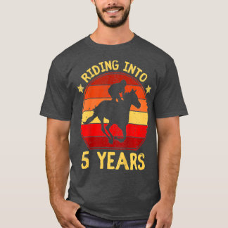 T-shirt Enfants Riding en 5 ans cadeau cheval cinq ans
