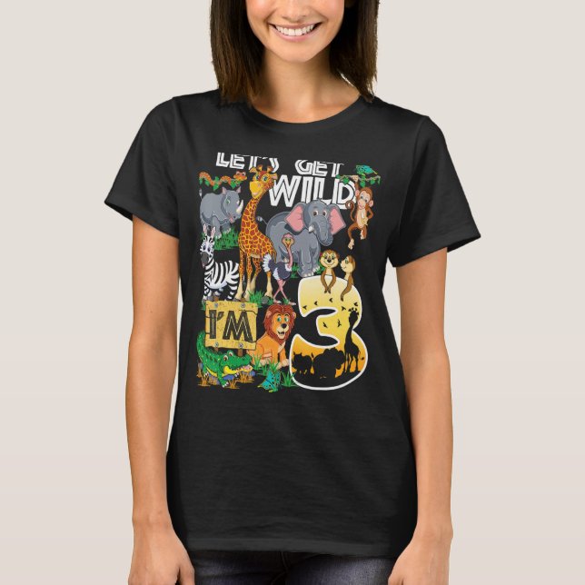 T-shirt Enfants Safari Zoo 3e fête d'anniversaire Faisons- (Devant)