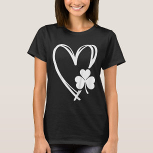 T-shirt Enfants Saint-Patrick Jour Cœur Mignon Amour Trèfl