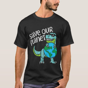 T-shirt Enfants Sauvez Notre Planète Trex Terre Cute Dinos