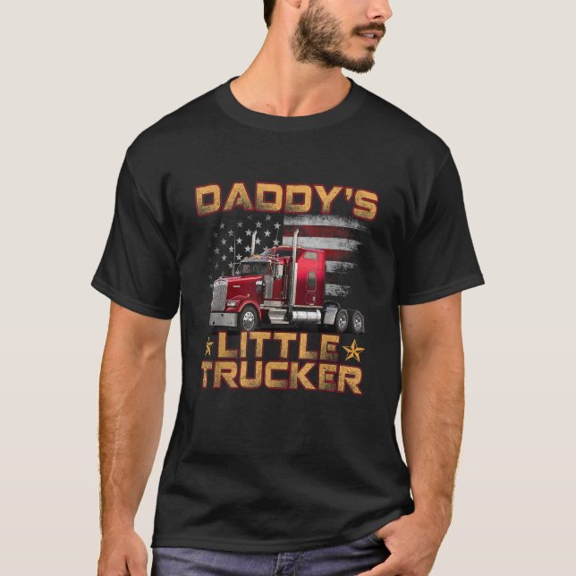 T-shirt Enfants Semi Truck Boys Cadeau Papa s Little Truck (Devant)