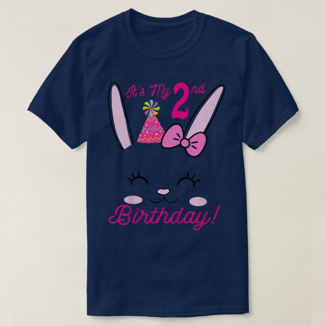 T-shirt Enfants Son 2e anniversaire fille lapin thème lapi (Design devant)