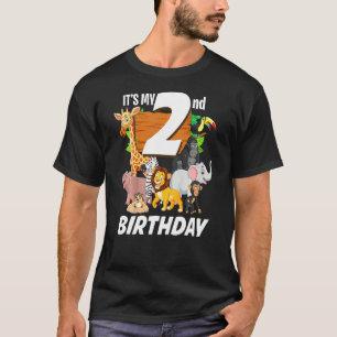 T-shirt Enfants Son 2e anniversaire Zoo Safari Jungle Anim